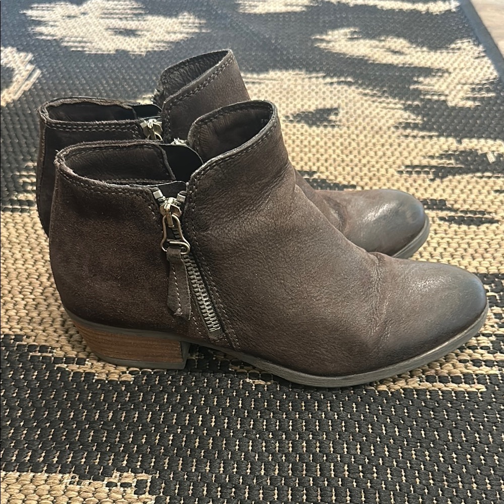 Miz Mooz Brown Ankle Booties with Side Zipper